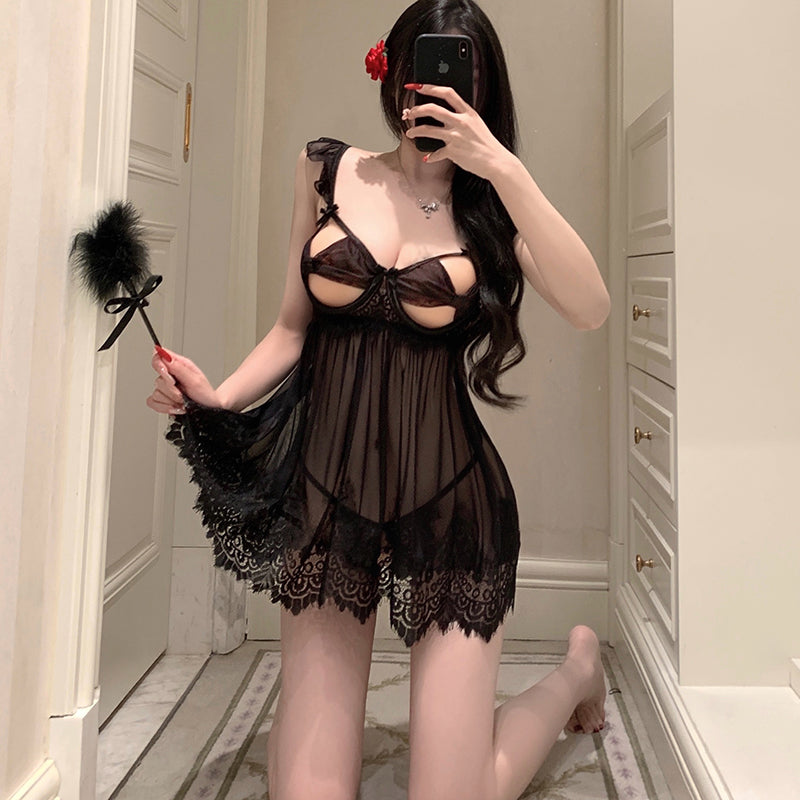 Sexy underwired lace camisole nightgown