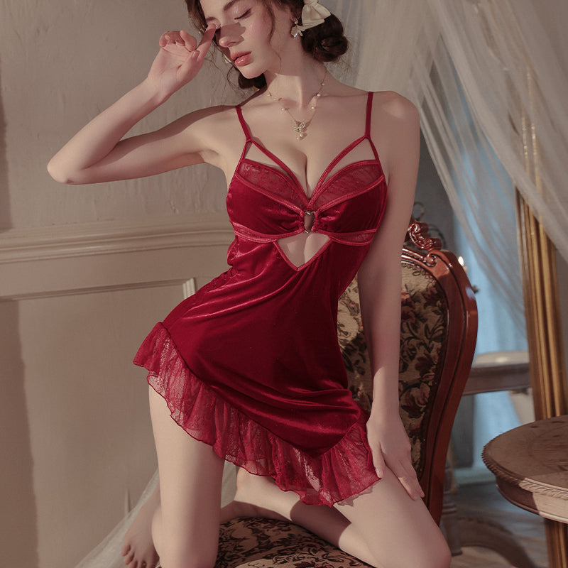 Sexy Velvet Spaghetti Strap Nightgown