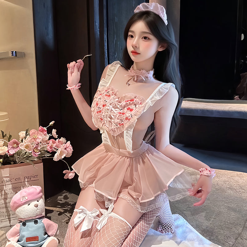 Sexy heart-shaped maid uniform
