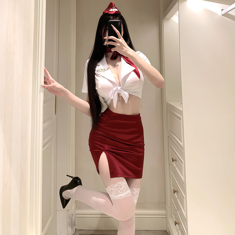 Sexy flight attendant cosplay uniform