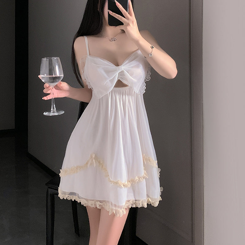 Sexy butterfly-embellished halter nightgown