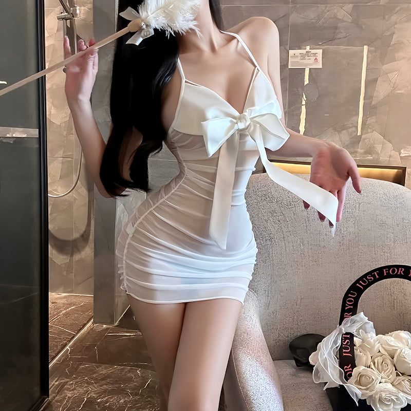 Pure and alluring bow-tied nightgown
