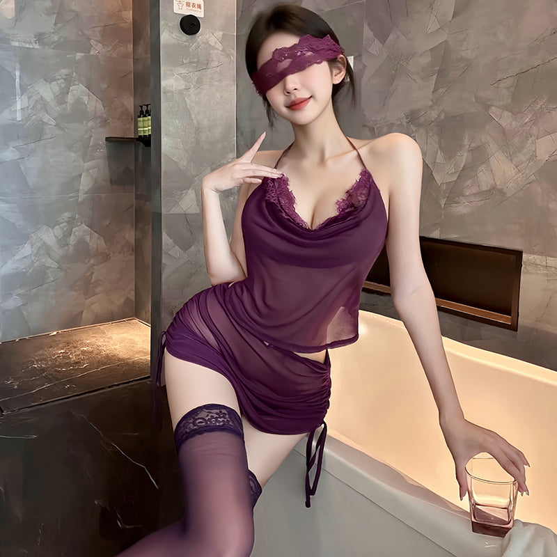 Sexy backless tight-fitting nightgown set