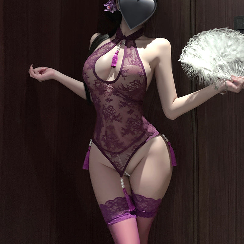 Qipao-Inspired Lace Bustier