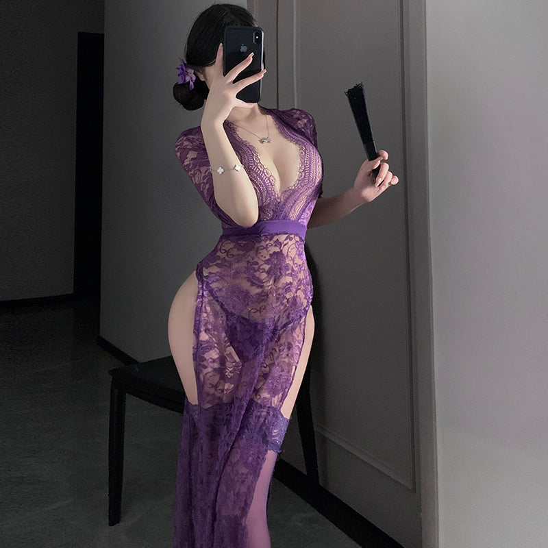 Sexy Lace Slit Maxi Dress