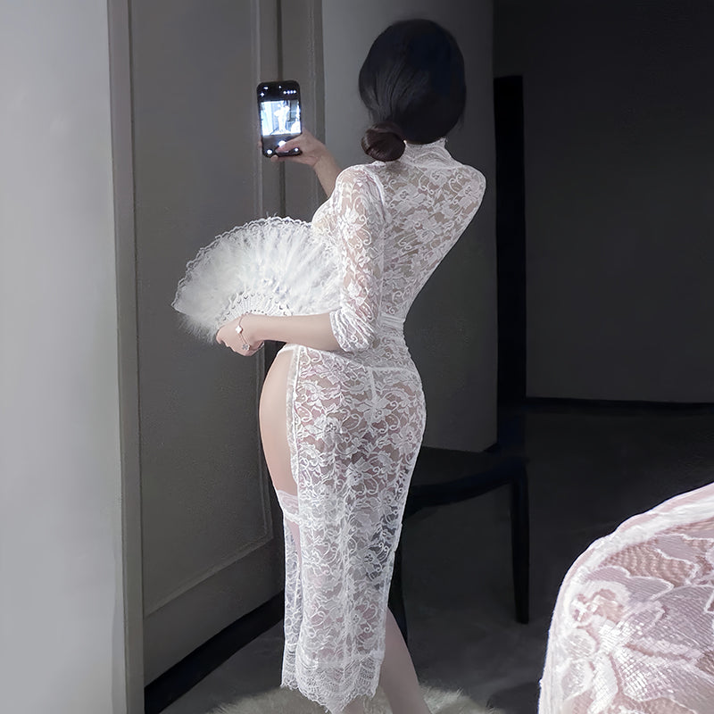 Sexy Lace Slit Maxi Dress