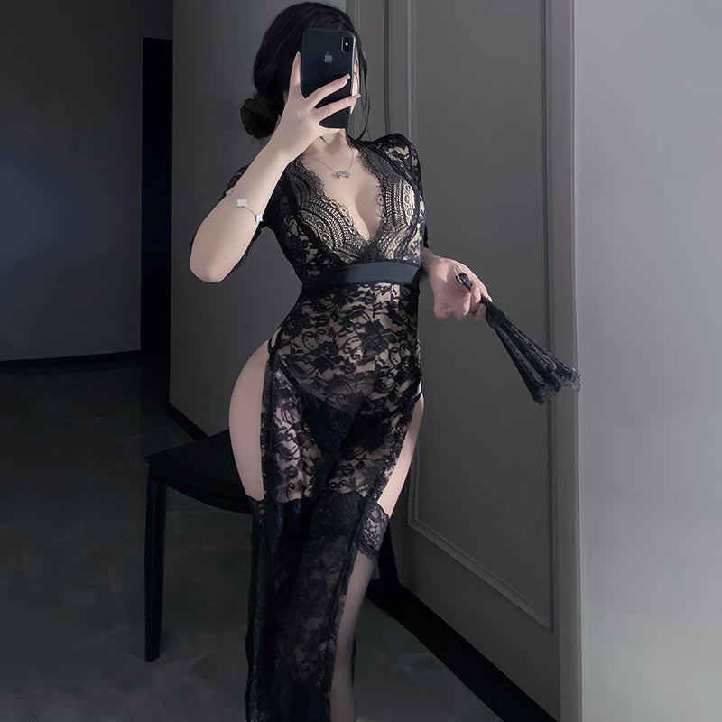 Sexy Lace Slit Maxi Dress