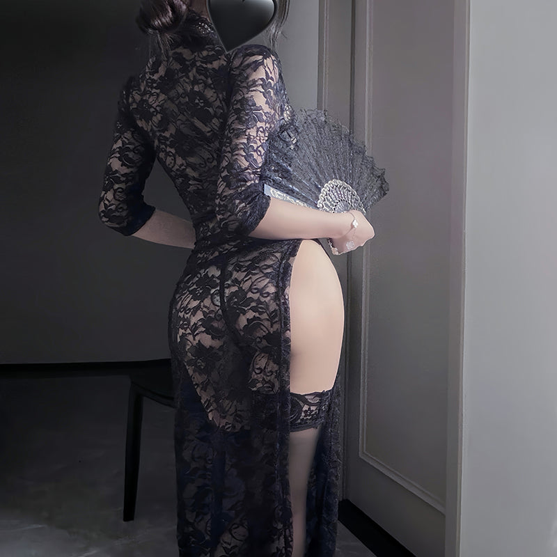 Sexy Lace Slit Maxi Dress